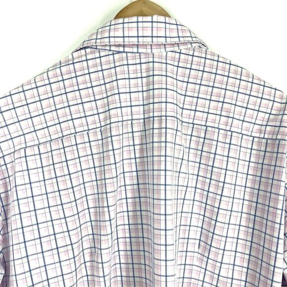 Mizzen + Main Dress Shirt Size XXL Men White Blue Button Up Performance Trim Fit - Picture 6 of 9